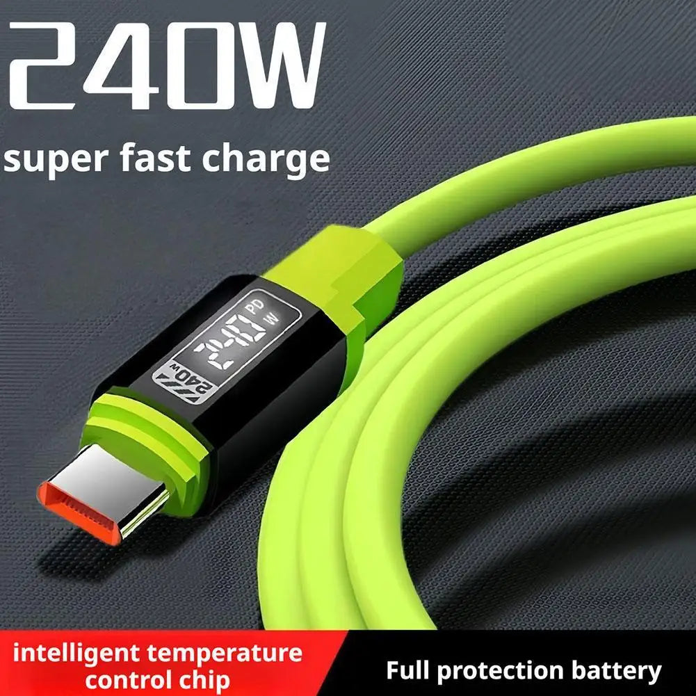 240W High-Speed USB-C Fast Charging Cable with Silicone Body