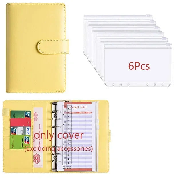 A6 PU Leather Budget Binder with Cash Envelope Organizer