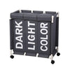 3-Compartment Rolling Laundry Hamper with Wheels