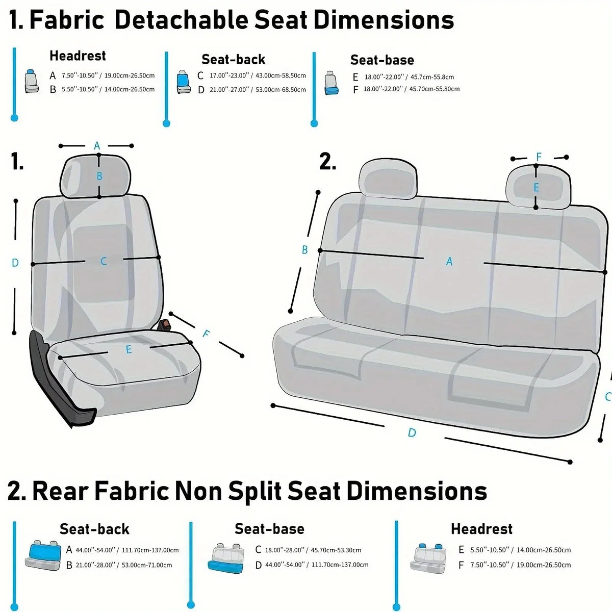 Universal Full Set Car Seat Covers - Front Split & Rear Bench