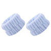Pair of light blue absorbent microfiber wrist washing bands or face-saving cuffs