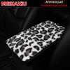 Leopard Print Car Armrest Cover - Soft Plush with Anti-Slip Base