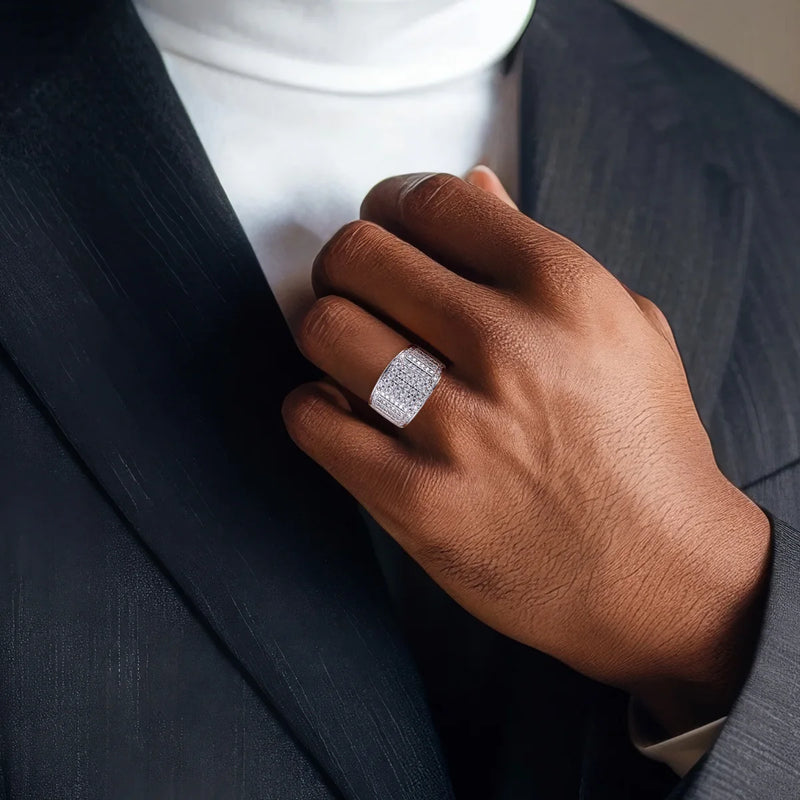 Men's 14K Gold Plated Moissanite Statement Ring