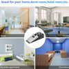 Portable door stopper alarm with wedge design used for securing doors in various rooms.