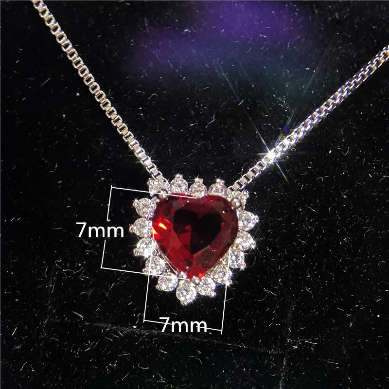 Red Heart Cubic Zirconia Jewelry Set