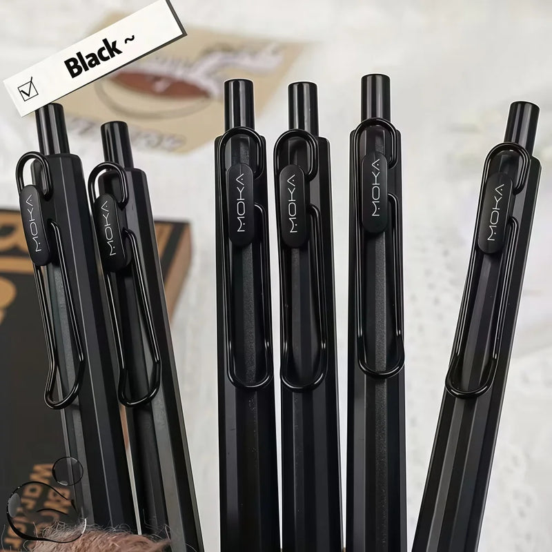 6-Pack Retractable Gel Pens - Quick-Drying, Smooth Writing