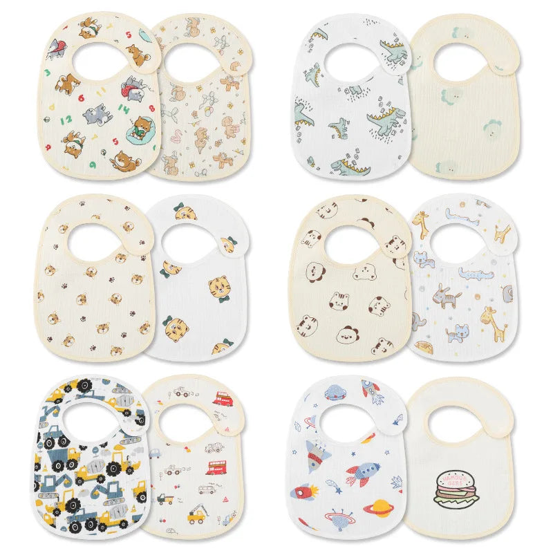 Soft Cotton Baby Bibs with Waterproof Backing – Set of 2