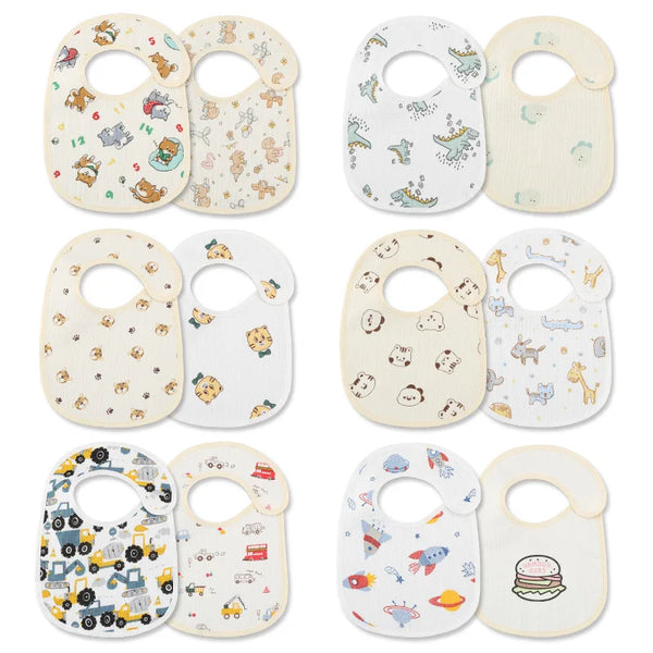 Soft Cotton Baby Bibs with Waterproof Backing – Set of 2