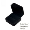 Black velvet double rings earrings box with dimensions 7x7x4cm