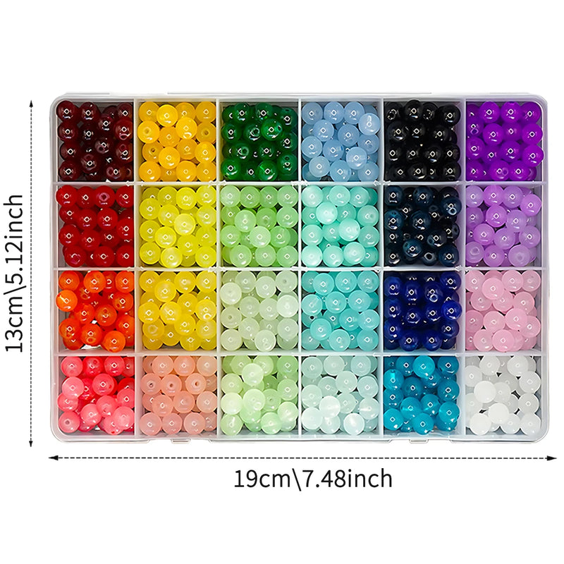 24-Color 8mm Glass Bead Bracelet Kit