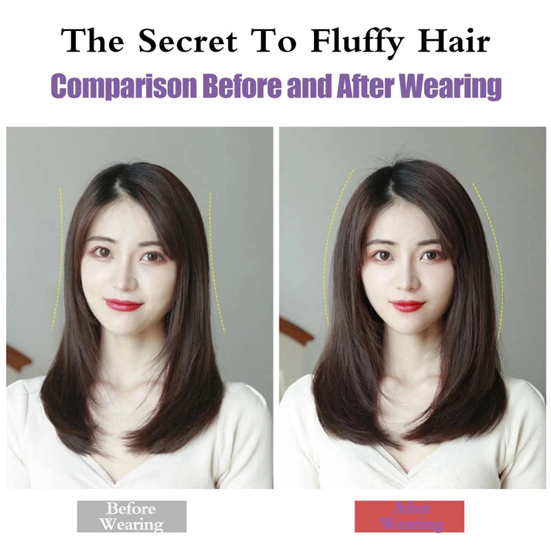 V-Part Synthetic Hairpiece with Invisible Clips