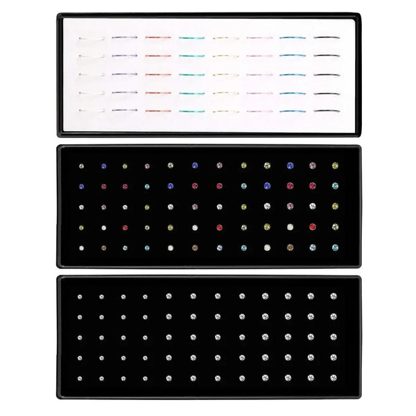 Stainless Steel Nose Studs with Crystal Accents