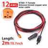 A black and red silicone tinned copper wire solar cable with an XT60I-F female connector shown coiled and with attached plugs