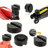 Various rubber jack pads and components for protecting pinch welds and frame rails on floor jacks.