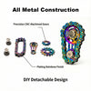 A set of precision CNC machined metal gears and a plated rainbow finish fidget spinner with a detachable design.