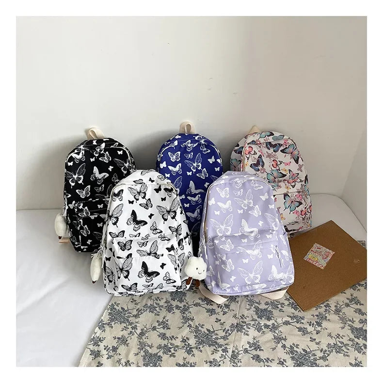 Butterfly Print Canvas Backpack for Women