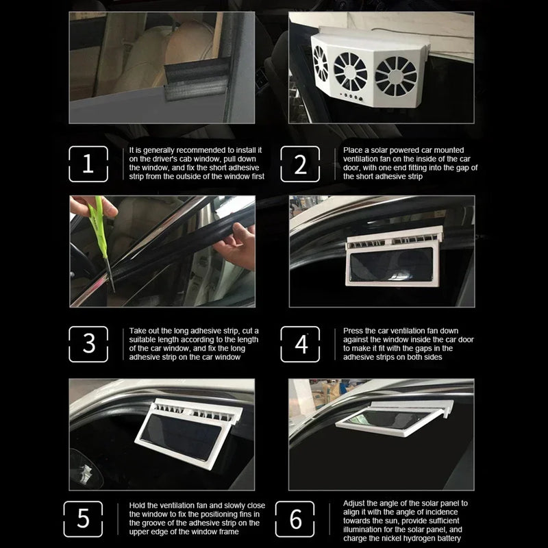Solar-Powered Car Ventilation Fan with Rechargeable Battery