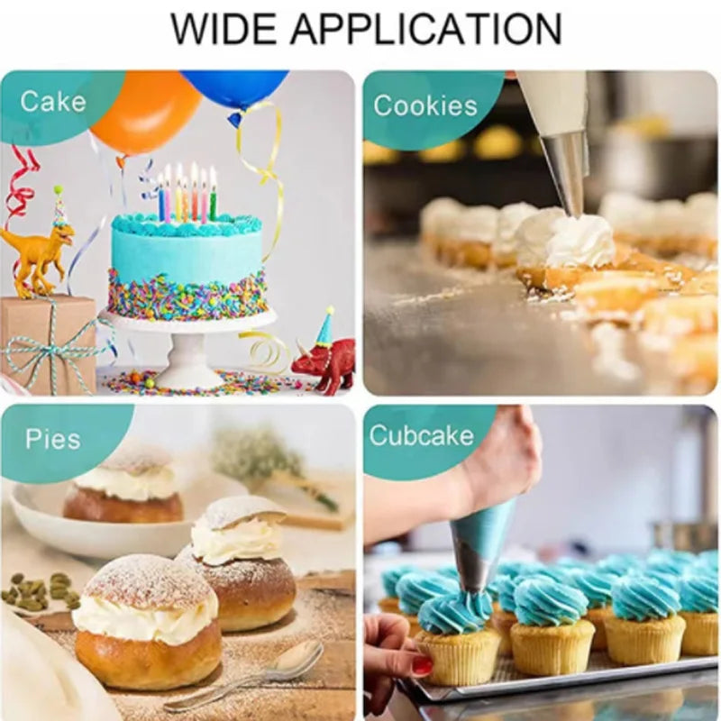 Reusable Silicone Piping Bag and Nozzle Set for Cake Decorating