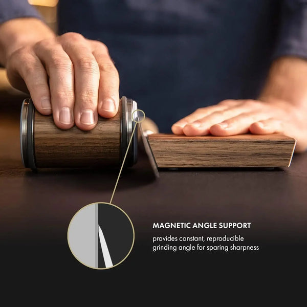 Afilador de Cuchillos con Rodillo y Ángulo Dual con Soporte Magnético