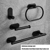 Black bathroom storage rack featuring a 4-piece set with perforation-free design