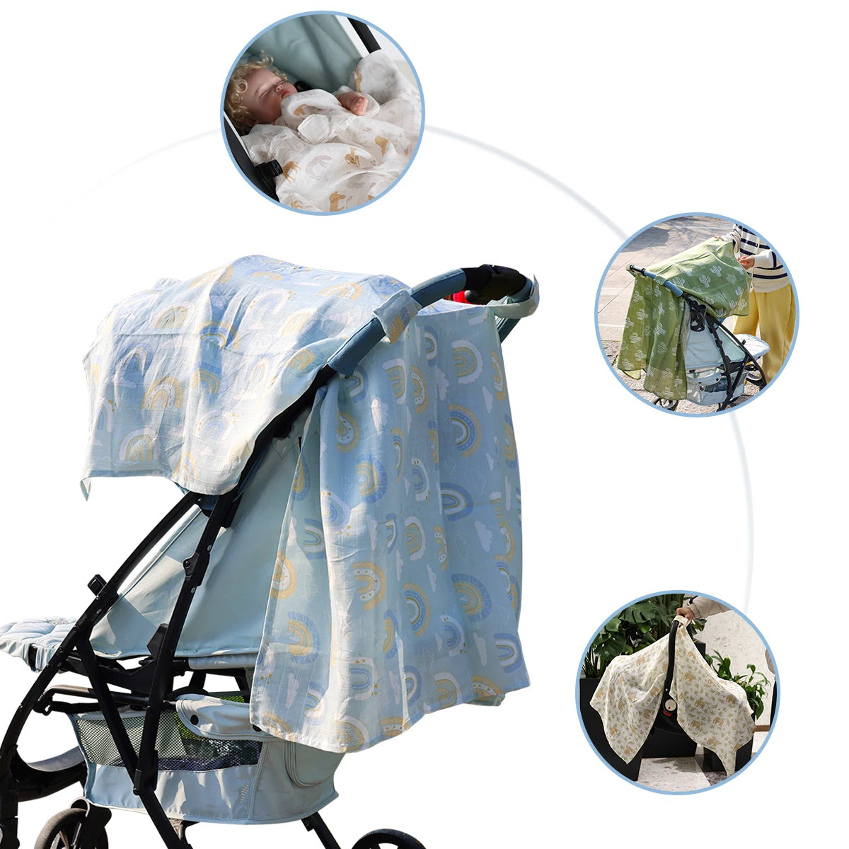 Breathable Baby Car Seat Cover & Sunshade Canopy