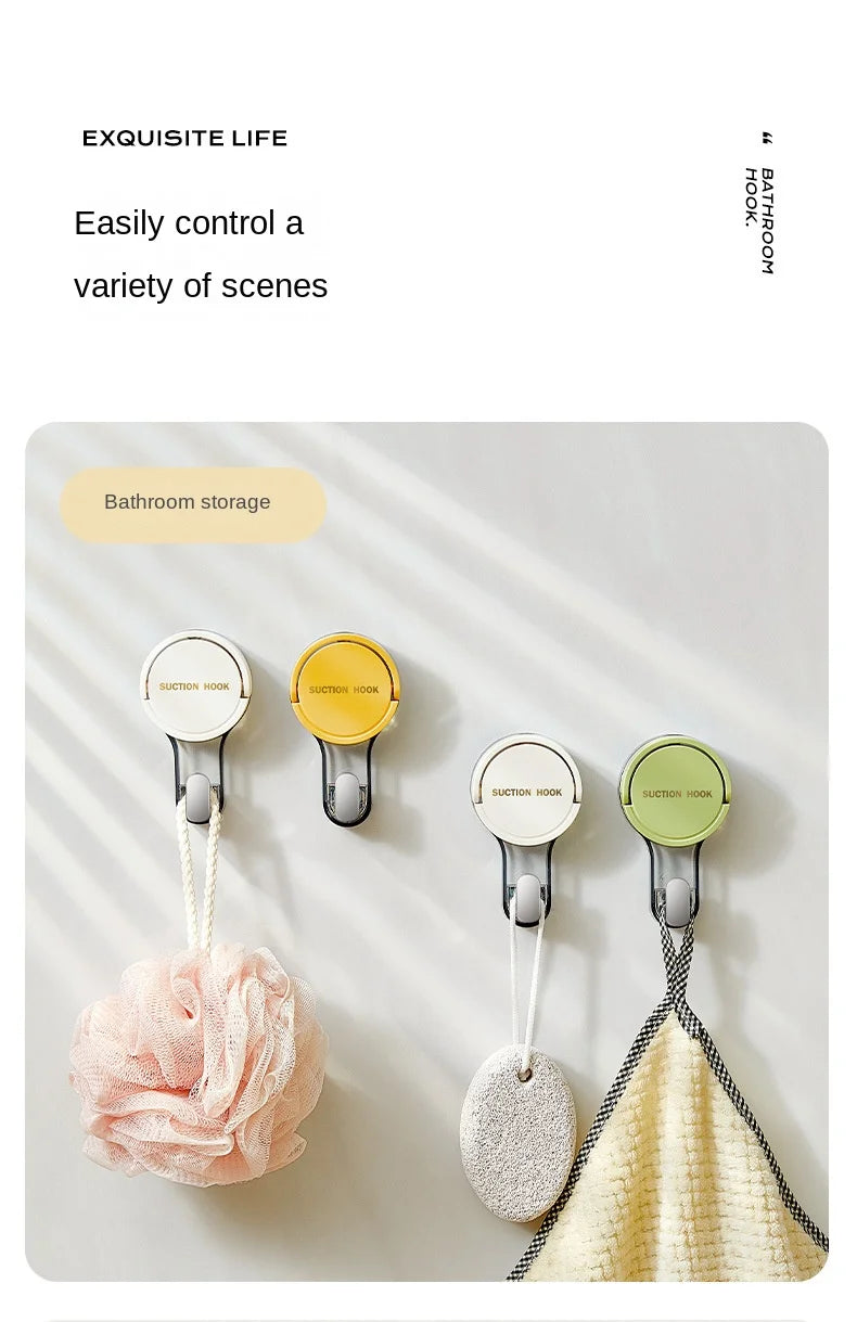 Strong Vacuum Suction Hooks with Adhesive Mount, No-Drilling Design for Home and Bathroom