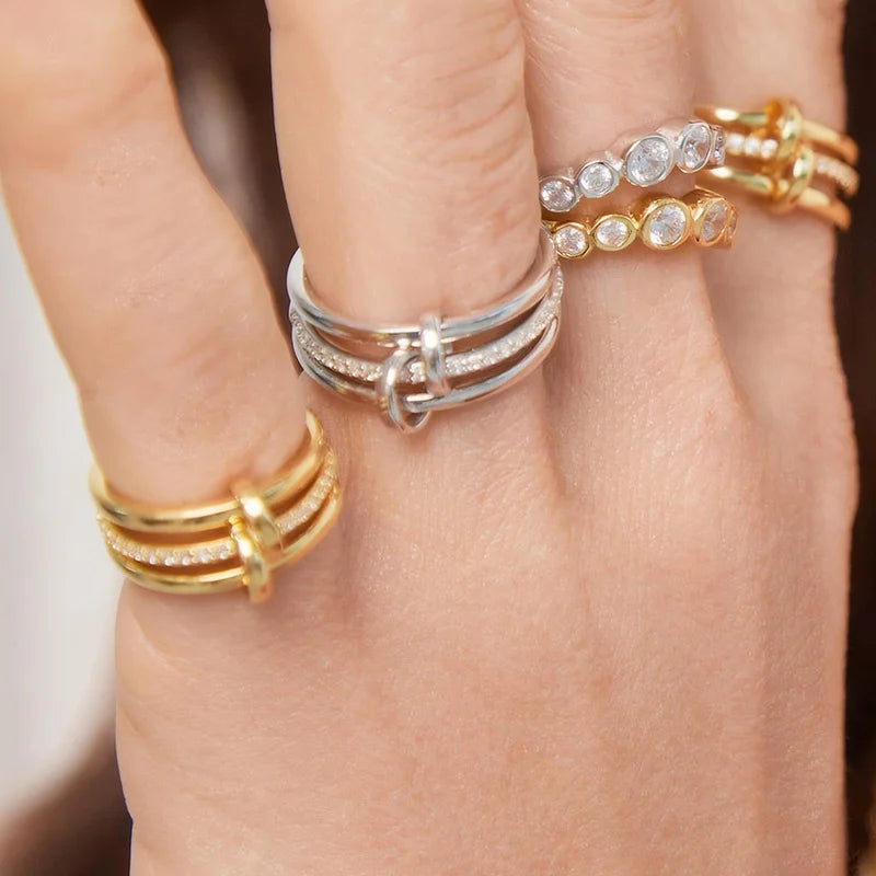 Gold-Plated Stainless Steel Stacked Ring Set