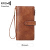 Vintage RFID-Blocking Long Wallet with Wristlet Strap