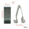 A set of 10 universal metal trim panel fastener clips, showing a rectangular piece and an L-shaped clip.