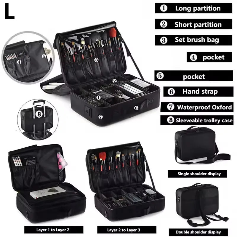 Large Capacity Waterproof Makeup Bag with Zipper Closure
