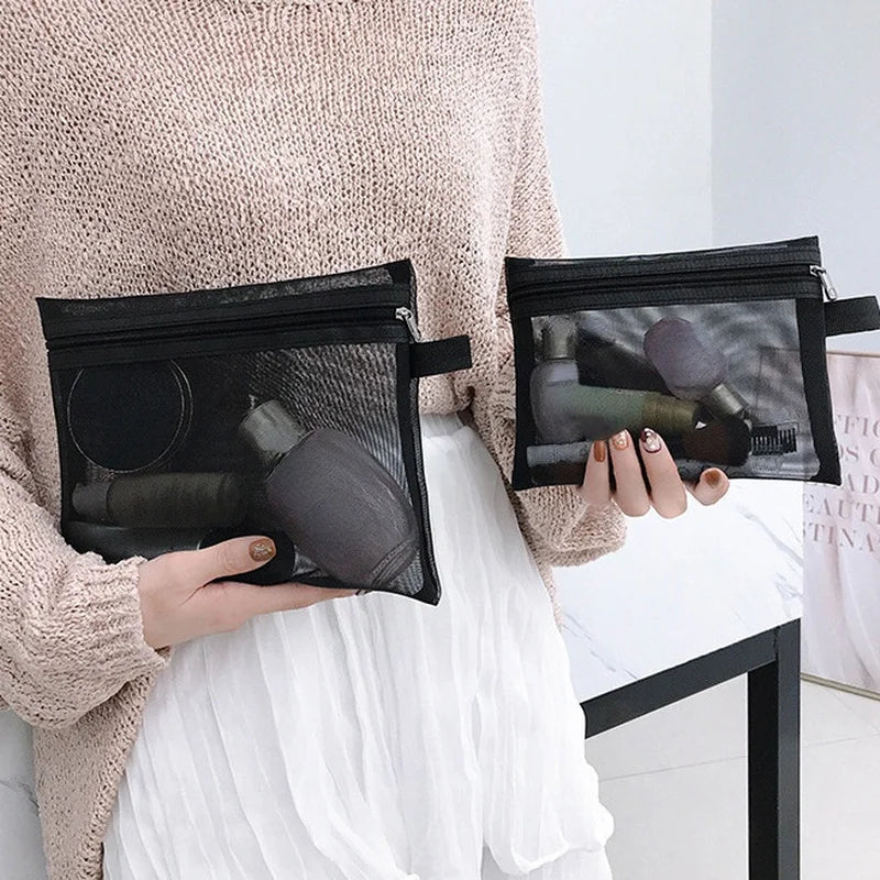 Breathable Mesh Makeup Bag Organizer - Multi-Purpose Travel Toiletry Pouch