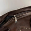 Rivet Punk Large Capacity Tote Bag with Adjustable Crossbody Strap