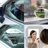Close-up of a car mirror with rain-proof film applied, showing anti-fog and anti-reflective coating.
