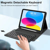 A magnetic detachable keyboard is shown resting on an iPad, demonstrating its ability to be removed.