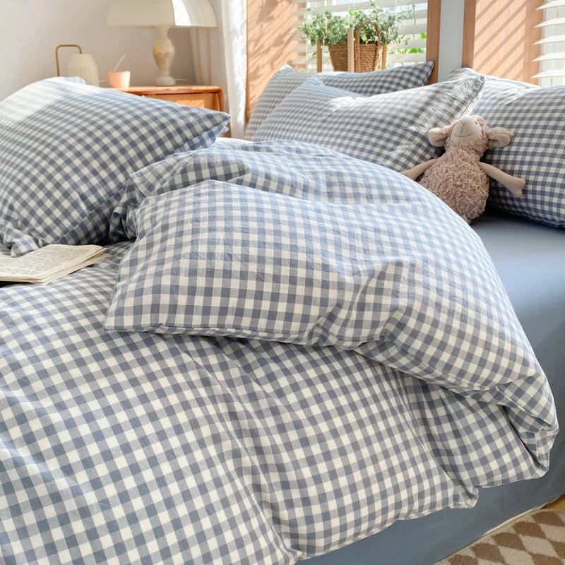 Green Plaid 3-Piece Duvet Cover Set