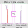 Comparison of elastic string material, showing three elastic cores versus one elastic core.