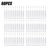 A set of 60 plastic shower cleaning brushes with nozzles for unclogging.
