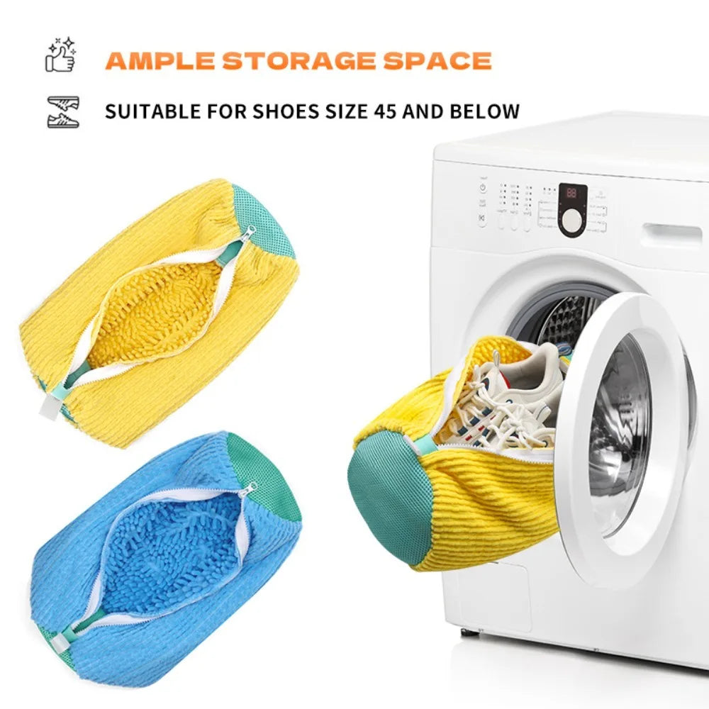 Mesh Shoe Wash Bag with Soft Fluff Lining