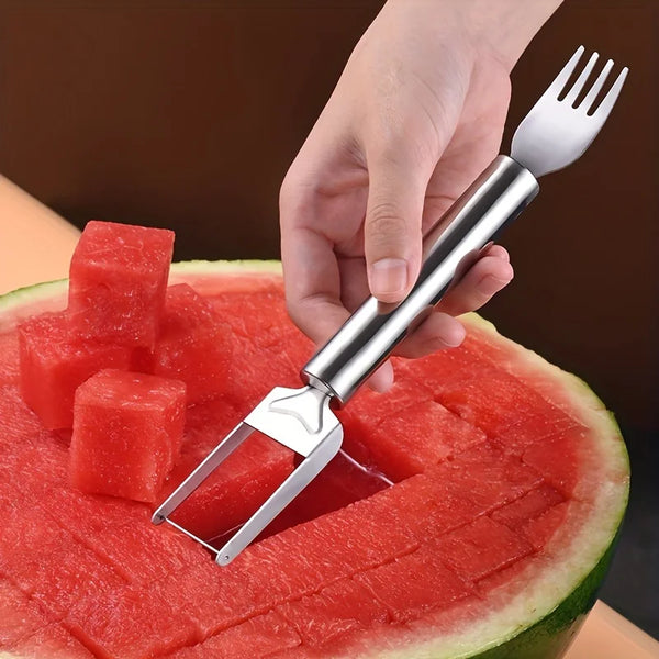 2-in-1 Stainless Steel Watermelon Cutter and Fork