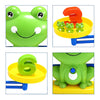 A set of green frog balance toys showing numbers 3 and 6 for addition and subtraction learning.