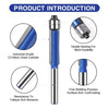Flush Trim Router Bits with Dual Bearings – Set of 4 Sizes