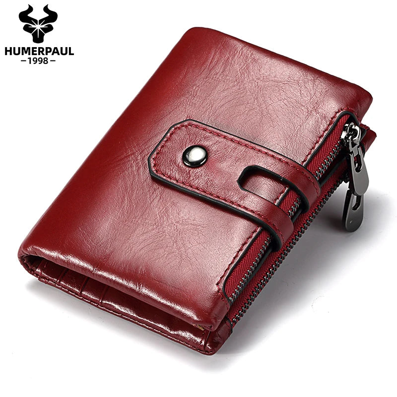 Vintage Leather Wallet with RFID Protection and Multiple Compartments