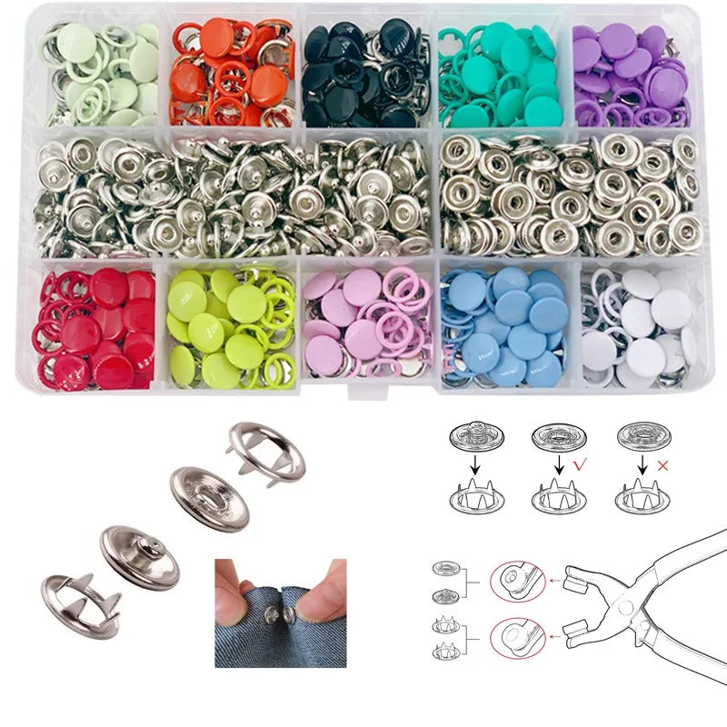 Metal Snap Button Kit with Pliers Tool Set
