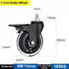 5-Pack 3-Inch Swivel Casters with Brakes and Threaded Stems