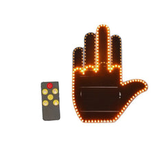A close-up of a hand shaped light featuring an LED middle finger design.
