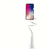 A flexible gooseneck phone holder with a colorful smartphone attached, designed for bedside viewing.