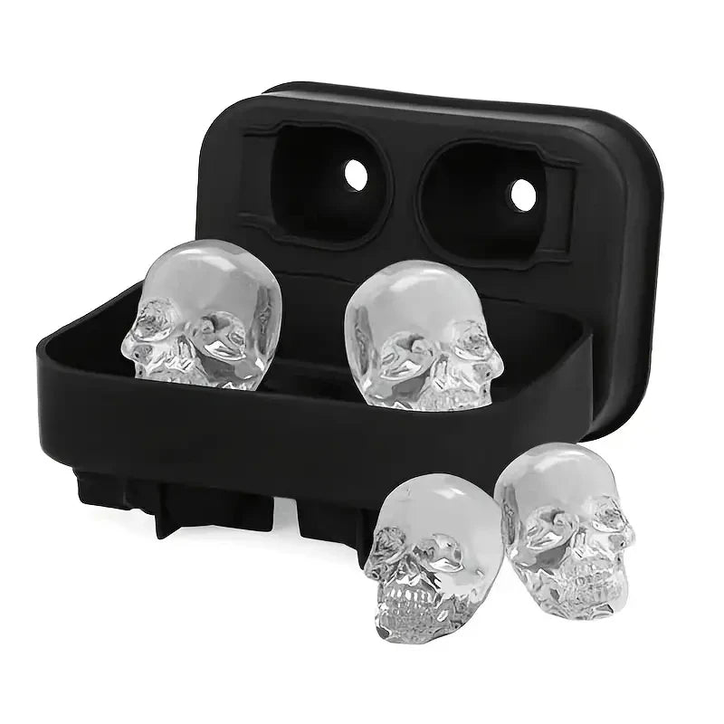 Skull and Diamond Silicone Ice Cube Mold Tray with Lid