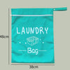 A teal waterproof laundry bag with a zipper, labeled Laundry Bag.