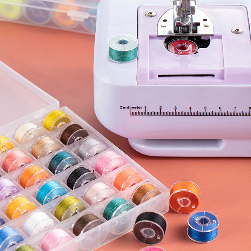 Pre-filled Sewing Bobbins Set with Storage Case
