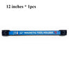 A blue magnetic tool holder strip measuring 12 inches, designed to hold tools.